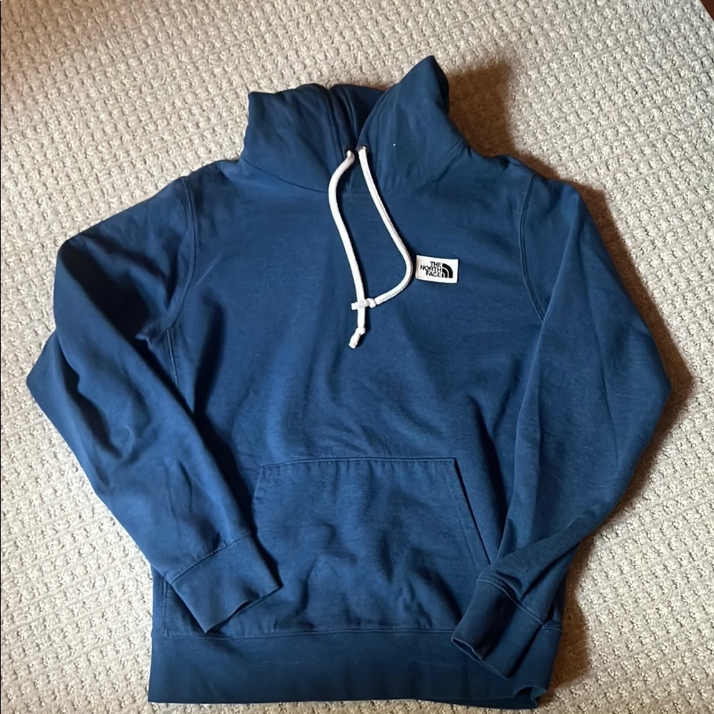 The North Face Blue Sweatshirt with Mock Neck and Ribbed Cuffs